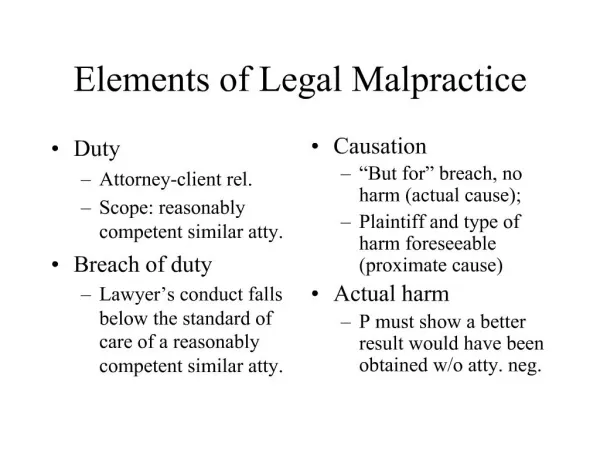 Elements of Legal Malpractice