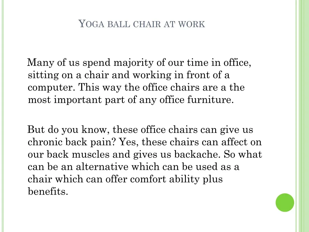 yoga ba ll chair at work