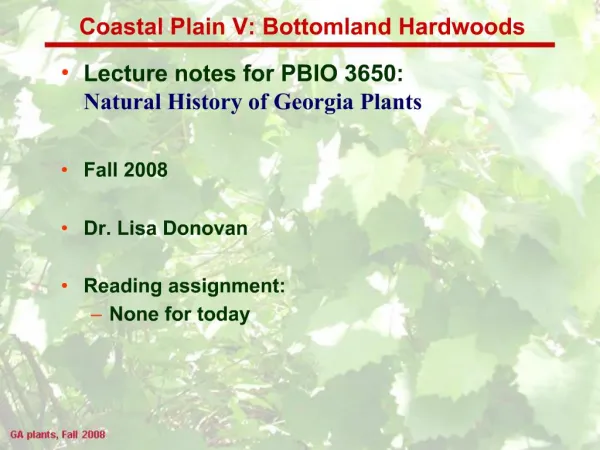 Coastal Plain V: Bottomland Hardwoods