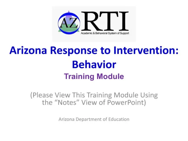 arizona response to intervention: behavior