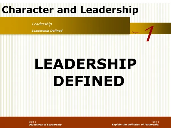 Skill 1 Objectives of Leadership