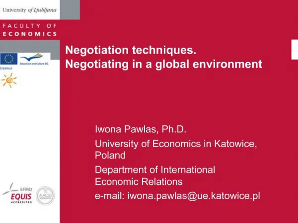 Negotiation techniques. Negotiating in a global environment
