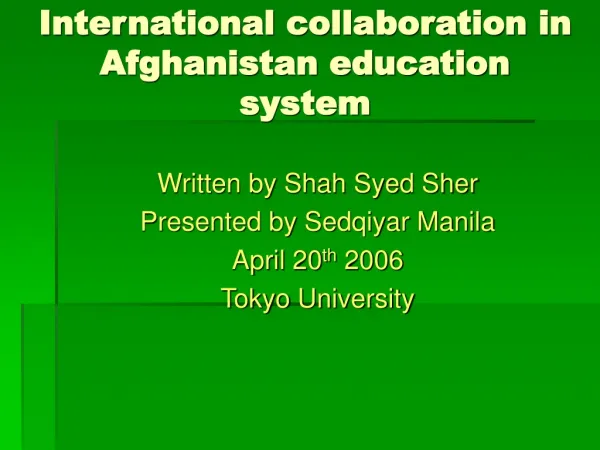 International collaboration in Afghanistan education system