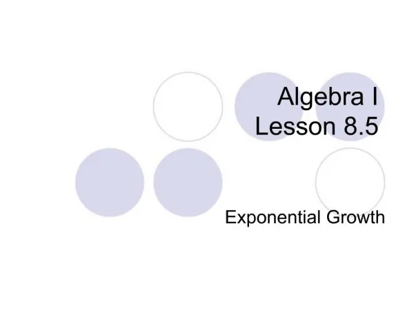 Algebra I Lesson 8.5