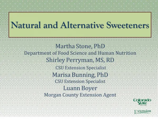 martha stone, phd department of food science and human nutrition shirley perryman, ms, rd csu extension specialist m