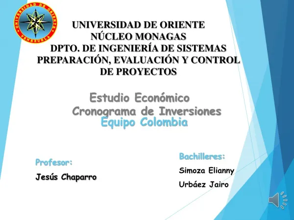Equipo Colombia: Cronograma de Inversiones