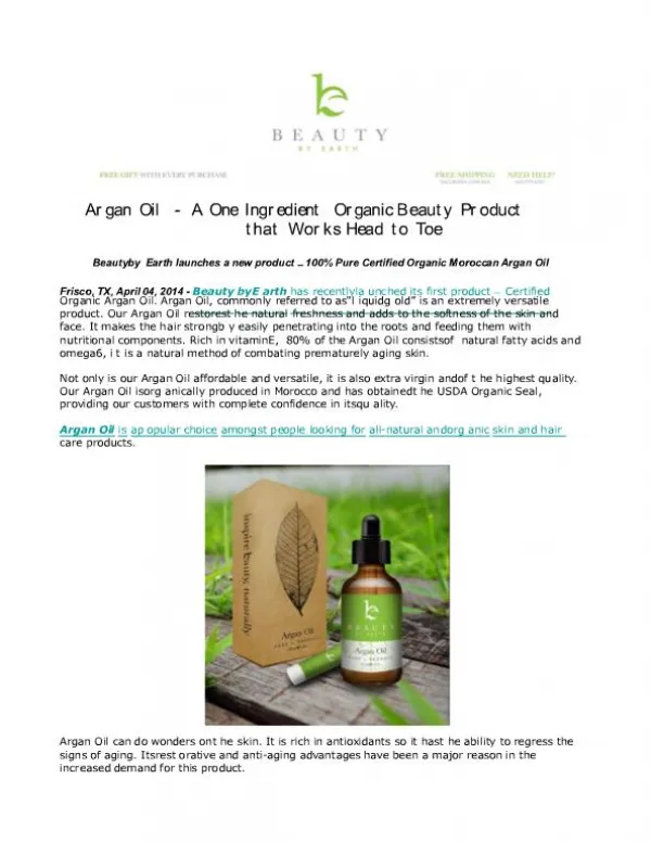 Argan Oil - A One Ingredient Organic Beauty Product that Wor