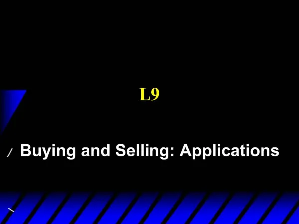 Buying and Selling: Applications