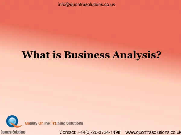 Basics ofBusiness Analyst By QuontraSolutions