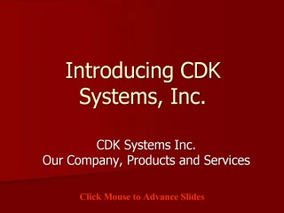Introducing CDK Systems, Inc. - slide 1