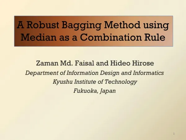 A Robust Bagging Method using Median as a Combination Rule