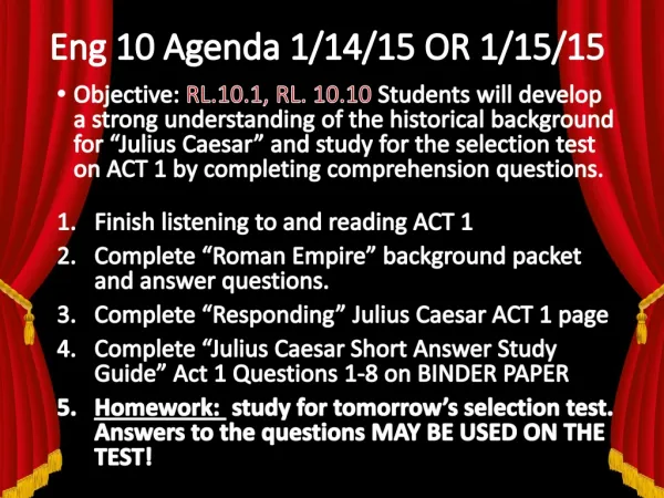 Eng 10 Agenda 1/14/15 OR 1/15/15