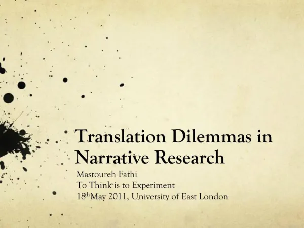 Translation Dilemmas in Narrative Research