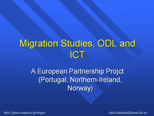 Migration Studies, ODL and ICT