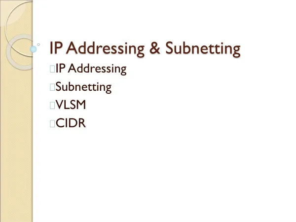 IP Addressing &amp; Subnetting