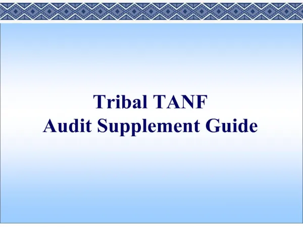 tribal tanf audit supplement guide