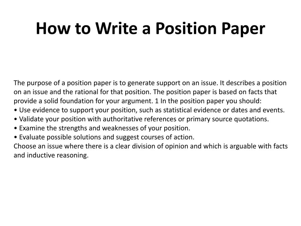 how to write a position paper