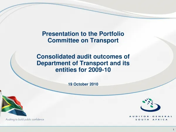 Presentation to the Portfolio Committee on Transport