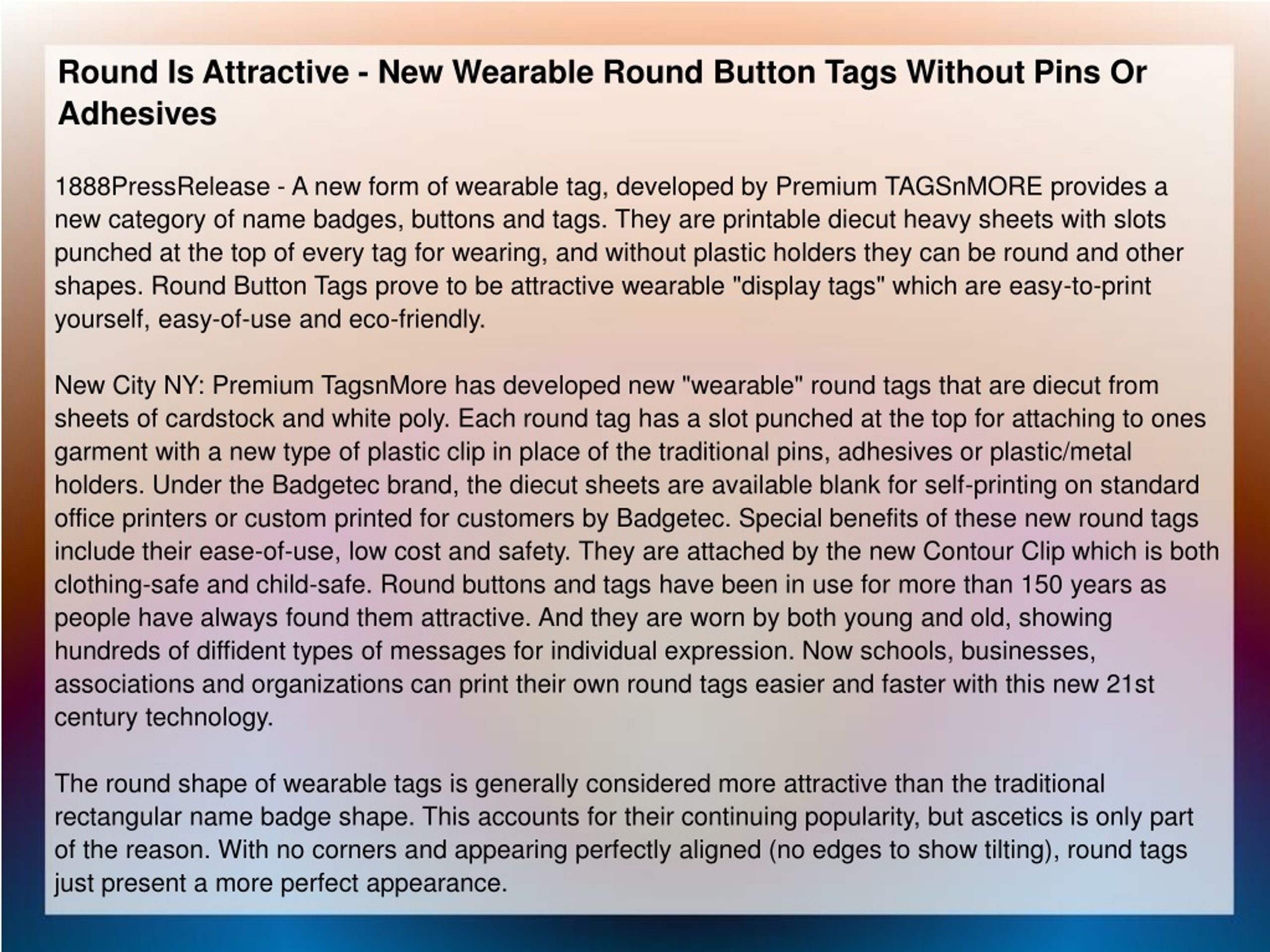PPT - Round Is Attractive - New Wearable Round Button Tags PowerPoint ...