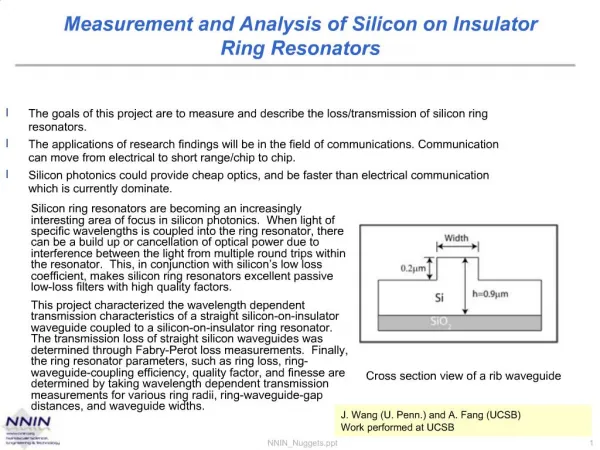 Measurement and Analysis of Silicon on Insulator Ring Resonators