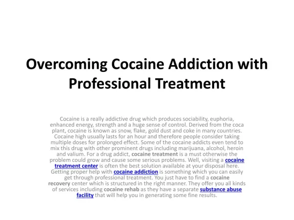 Overcoming Cocaine Addiction with Professional Treatment