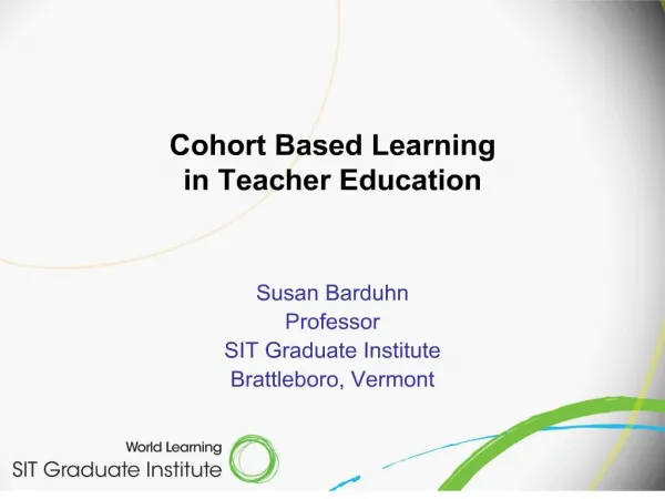 cohort based learning in teacher education