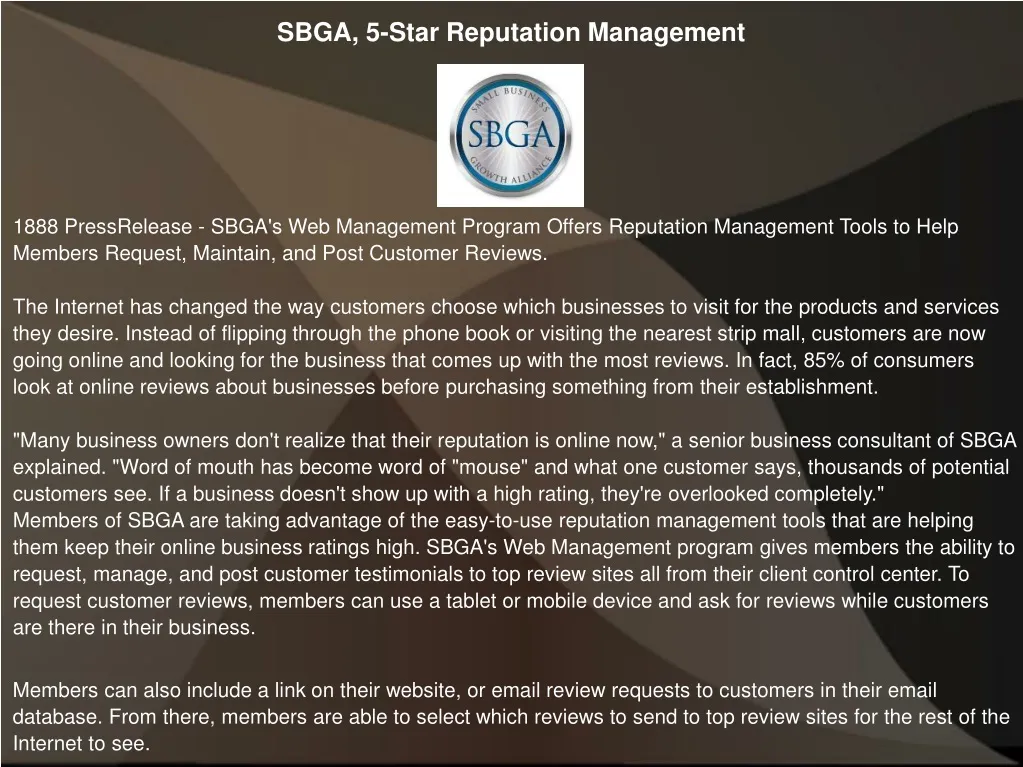 sbga 5 star reputation management