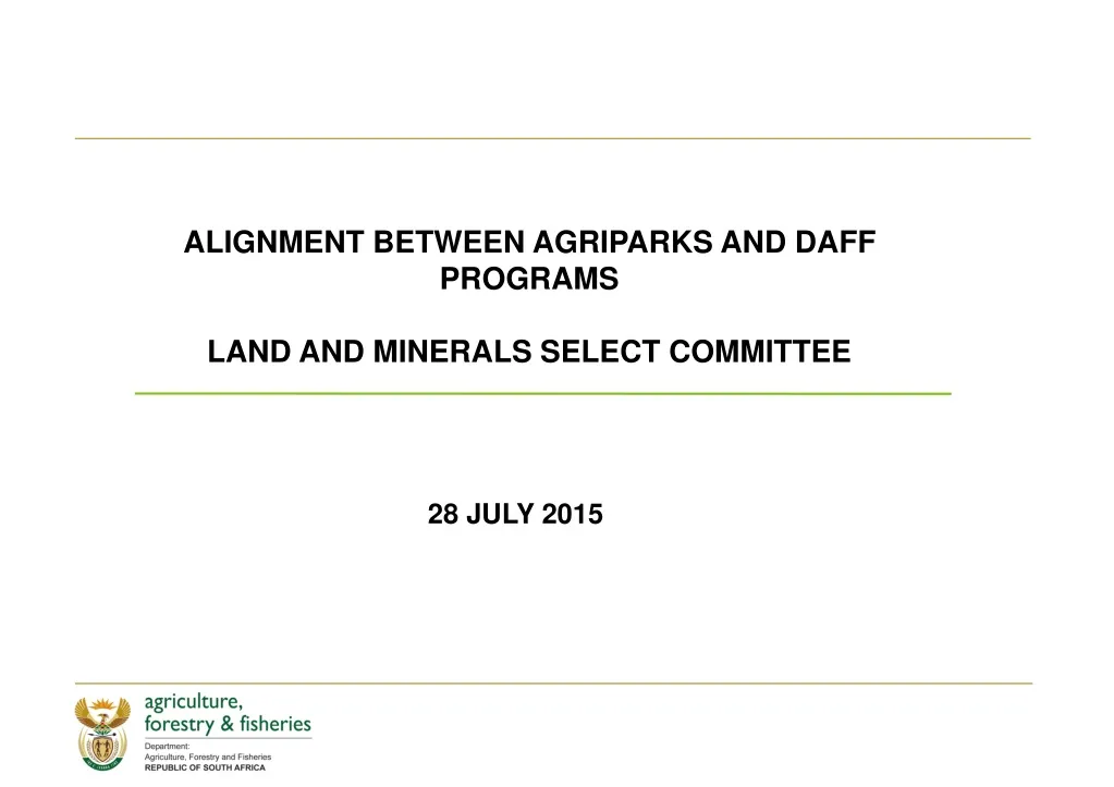 alignment between agriparks and daff programs