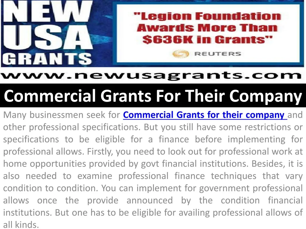 commercial grants for their company