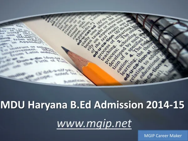 Haryana B.Ed Admission, Eligibility, Registration-MGIP Caree