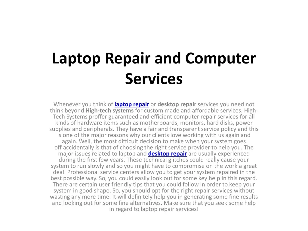 laptop repair and computer services