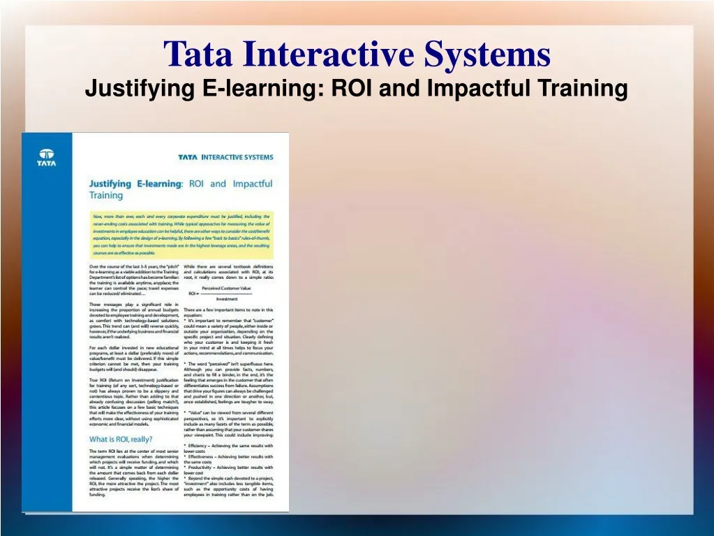 tata interactive systems justifying e learning roi and impactful training