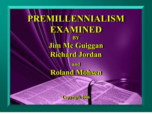 premillennialism examined by