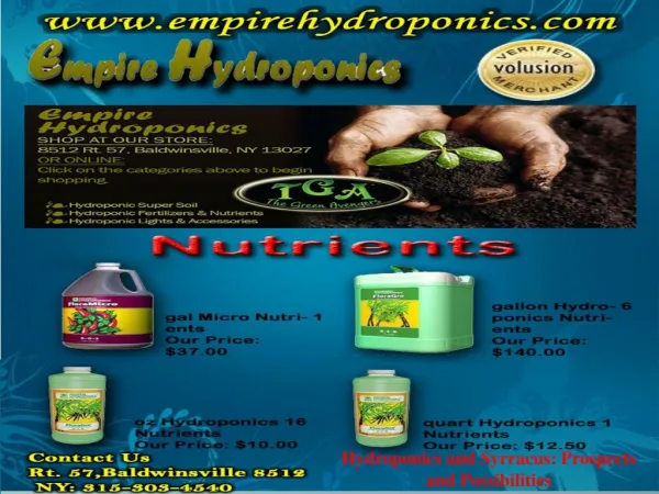 Hydroponics and syrracus