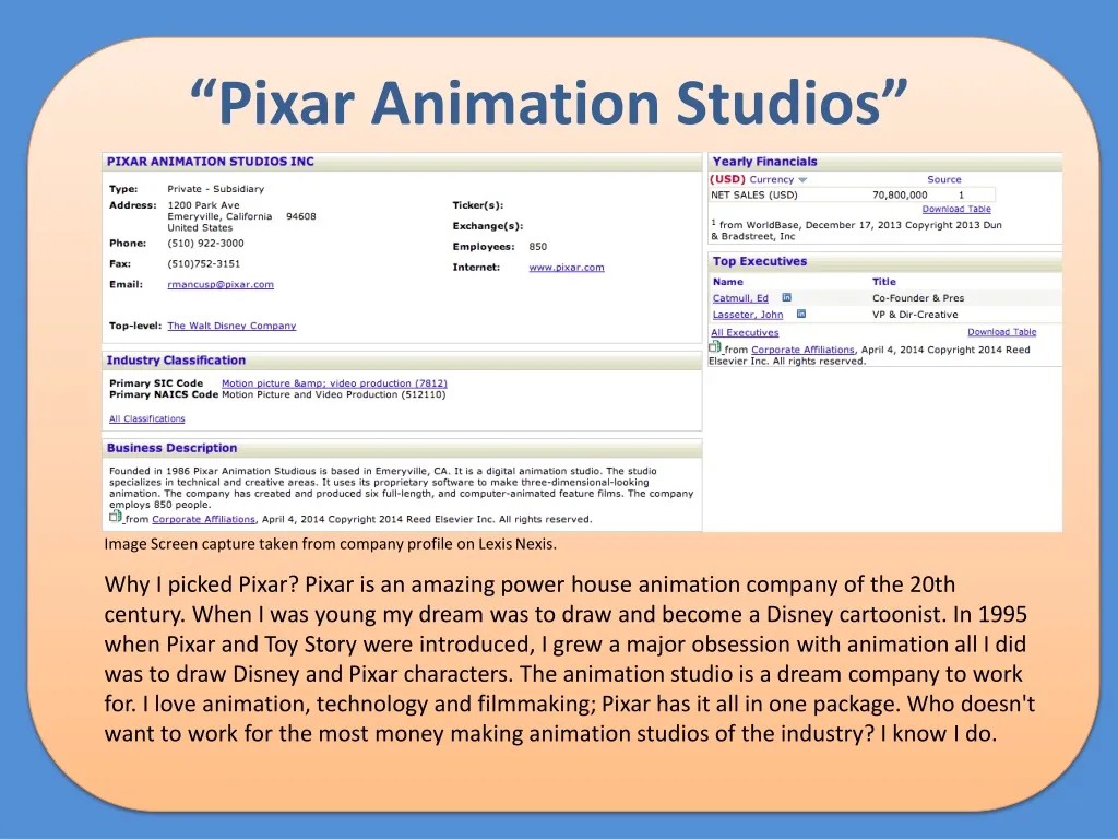 pixar animation studios