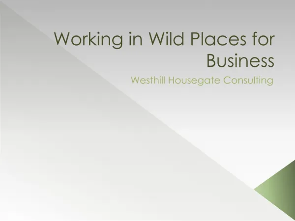 Working in Wild Places for Business