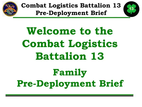 welcome to the combat logistics battalion 13