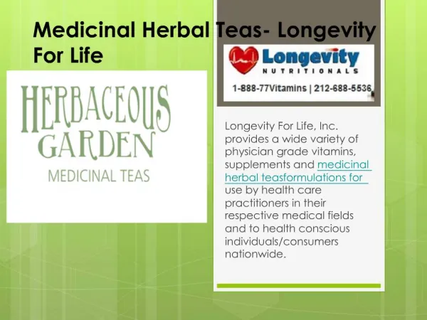 Longevity For Life - Medicinal Herbal Teas