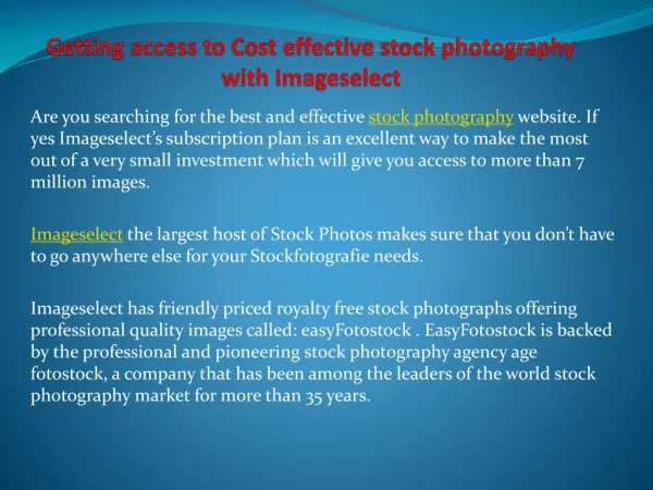 Getting access to Cost effective stock photography with Imag