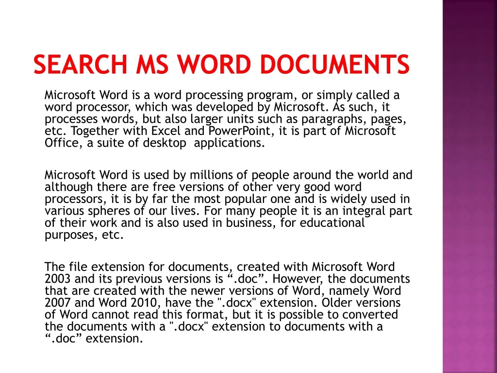search ms word documents