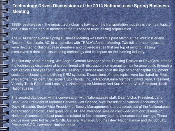 Technology Drives Discussions at the 2014 NationaLease
