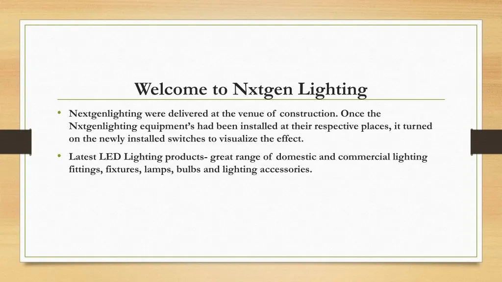 welcome to nxtgen lighting