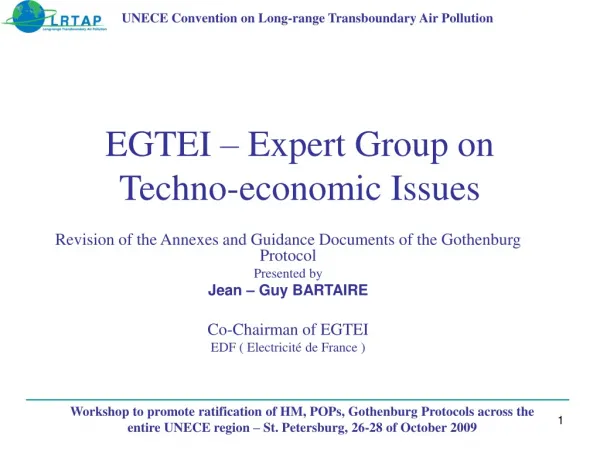 EGTEI – Expert Group on Techno-economic Issues