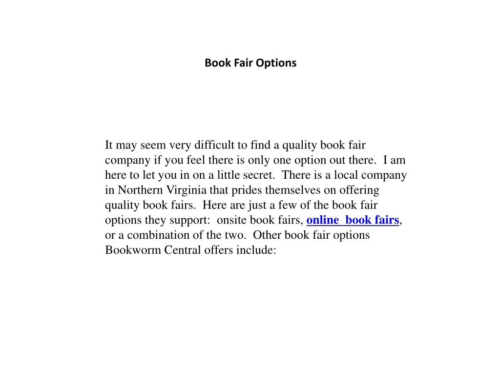 book fair options