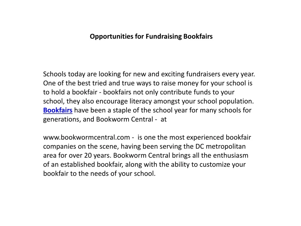opportunities for fundraising bookfairs