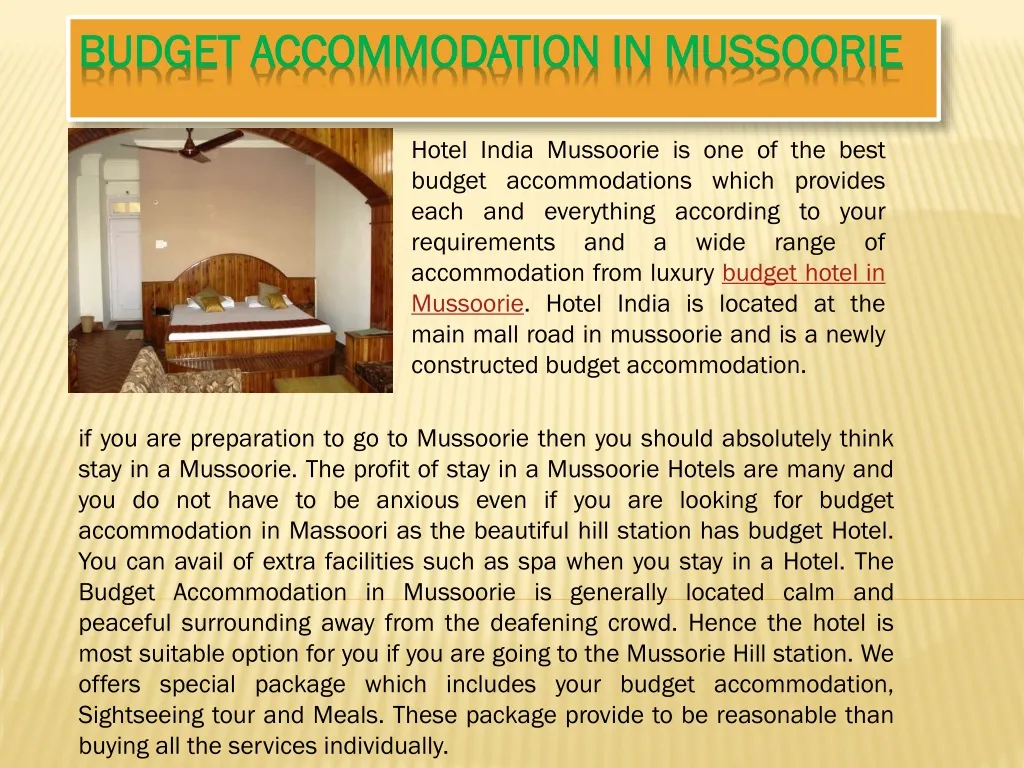 budget accommodation in mussoorie