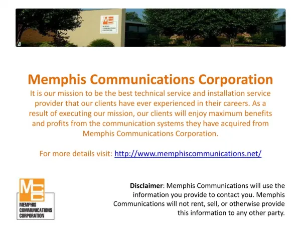 Audio Visual Rentals - Memphis Communications Corportation