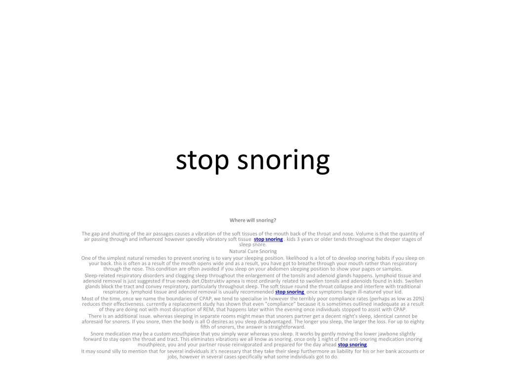 stop snoring