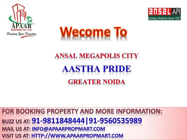 1075 sq. ft. Apartments @9811848444 Astha Pride