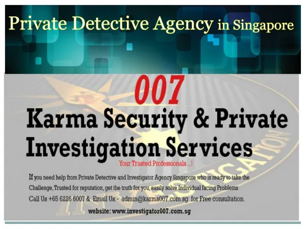 Private Detective Agency in Singapore
